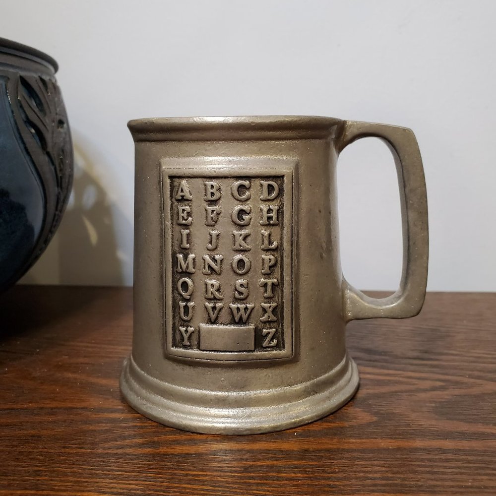 Wilton Company Armetale Child ABC Letter Alphabet Metal Cup Pewter Mug 3.5" Tall